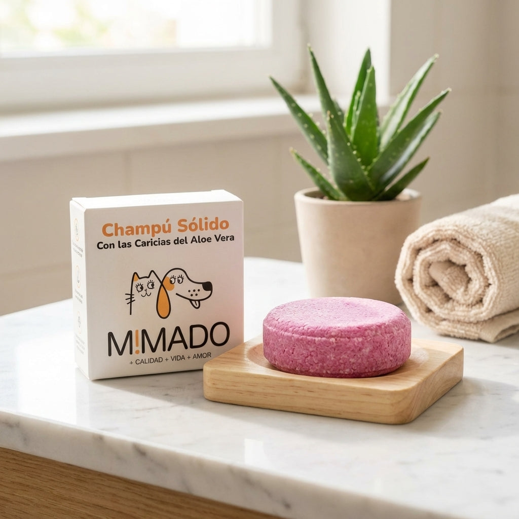 Champú Sólido Natural para Perros y Gatos - Aloe Vera y pH Neutro Cuidado Suave