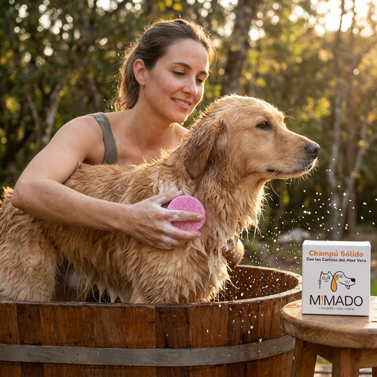 Champú Sólido 2 en 1 Natural Perros y Gatos - Aloe Vera para Piel Sensible y Picores - M!MADO 🌿