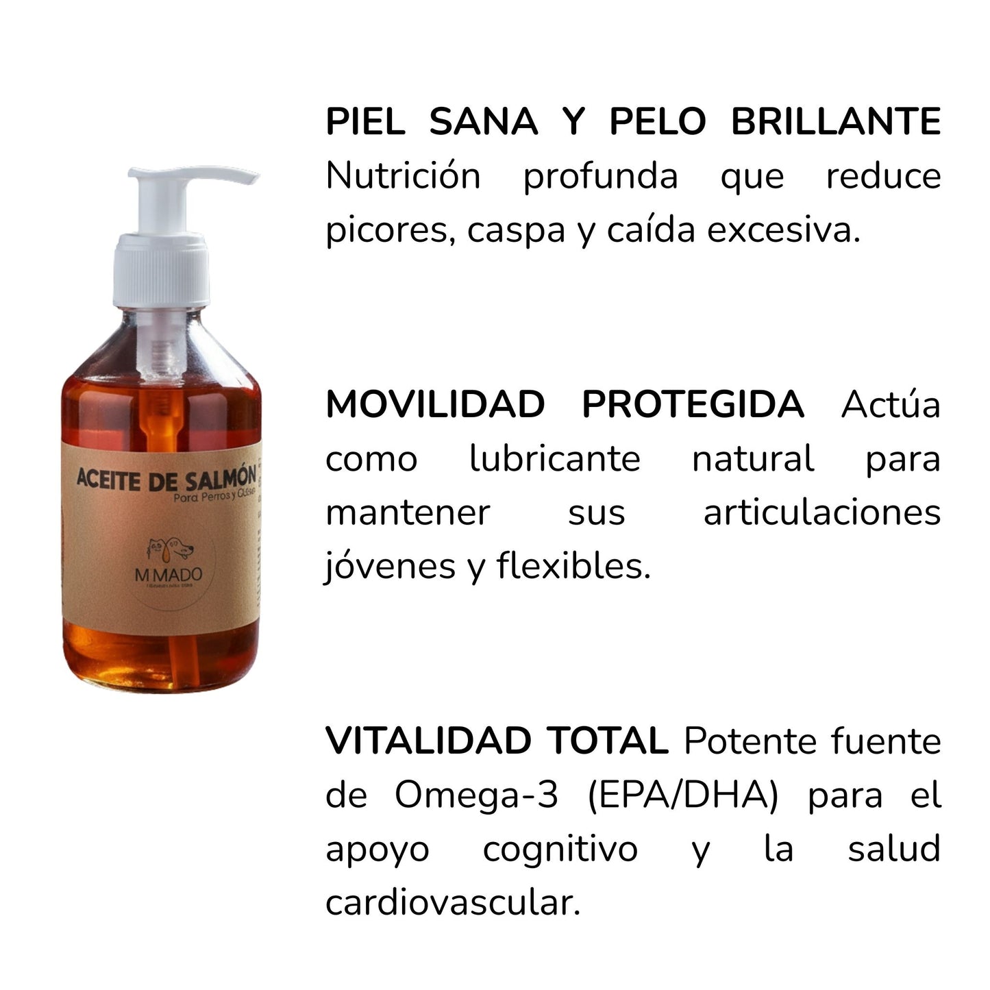 Aceite de Salmón Puro - El Superalimento para Piel, Pelo y Articulaciones para Perros y Gatos