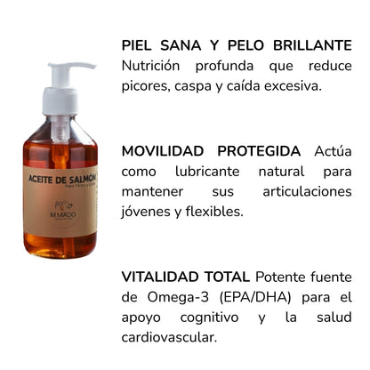 Aceite de Salmón Puro - El Superalimento para Piel, Pelo y Articulaciones para Perros y Gatos