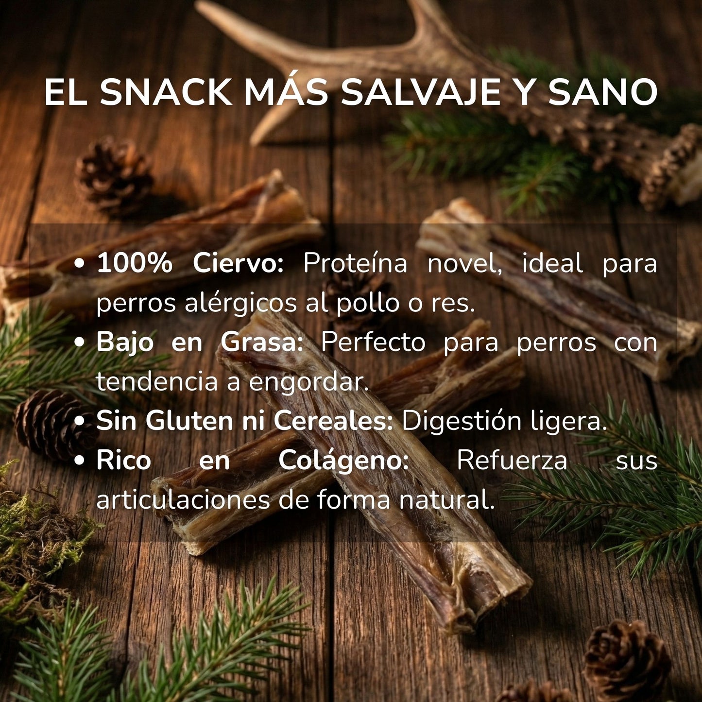 Caravaca de Ciervo - Mordedor Natural para Perros Rico en Proteína y Fibra